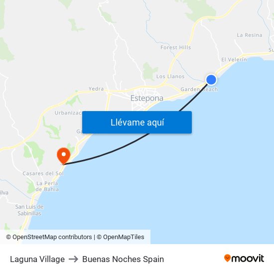 Laguna Village to Buenas Noches Spain map