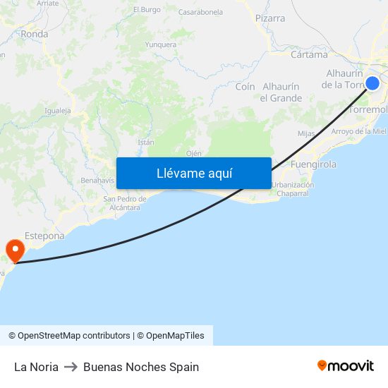 La Noria to Buenas Noches Spain map