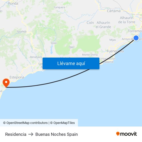 Residencia to Buenas Noches Spain map