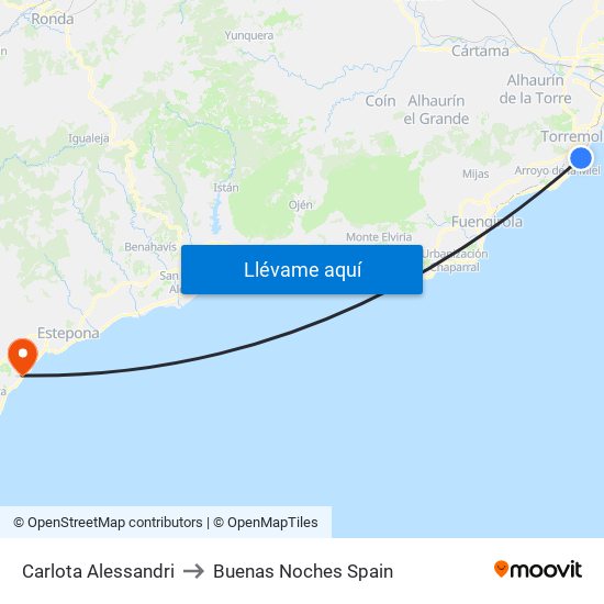 Carlota Alessandri to Buenas Noches Spain map