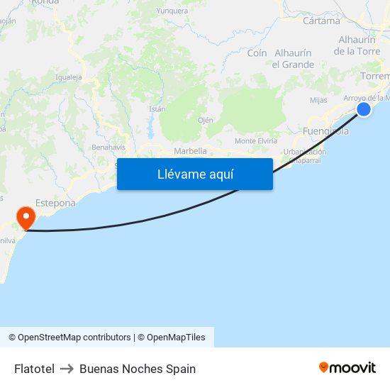 Flatotel to Buenas Noches Spain map