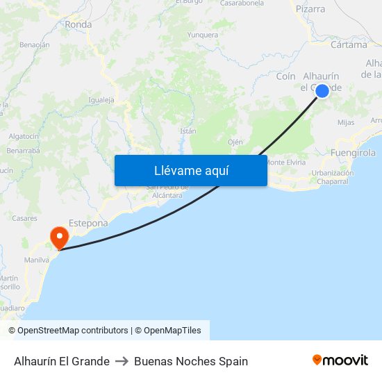 Alhaurín El Grande to Buenas Noches Spain map