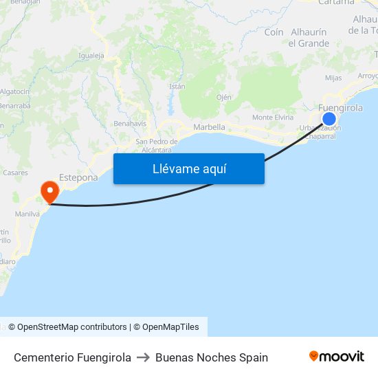 Cementerio Fuengirola to Buenas Noches Spain map