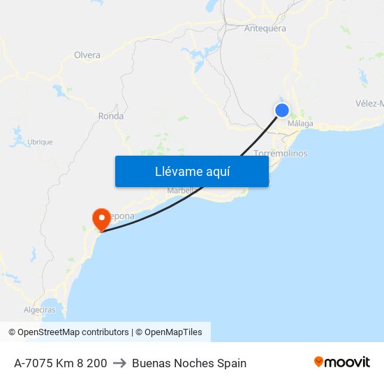 A-7075 Km  8 200 to Buenas Noches Spain map