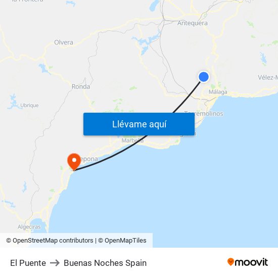 El Puente to Buenas Noches Spain map