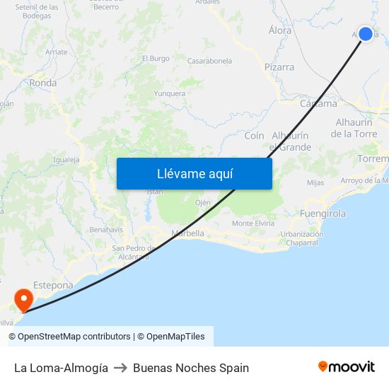 La Loma-Almogía to Buenas Noches Spain map