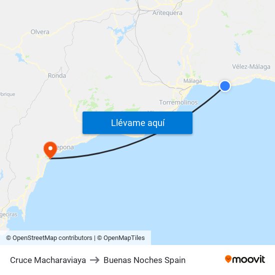 Cruce Macharaviaya to Buenas Noches Spain map