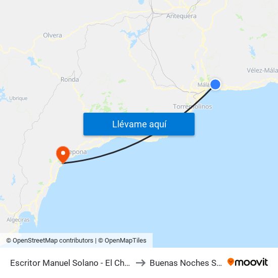 Escritor Manuel Solano - El Chorrillo to Buenas Noches Spain map