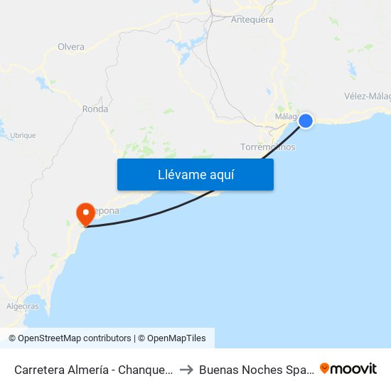 Carretera Almería - Chanquete to Buenas Noches Spain map
