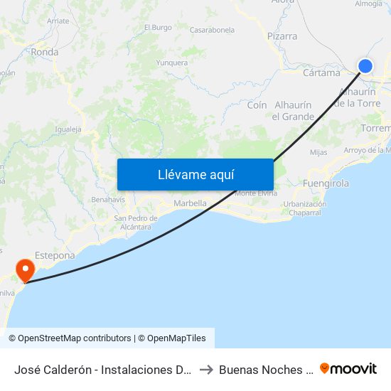José Calderón - Instalaciones Deportivas to Buenas Noches Spain map