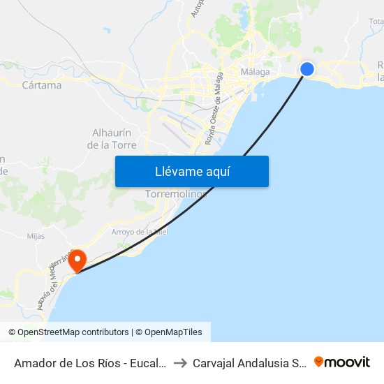 Amador de Los Ríos - Eucaliptus to Carvajal Andalusia Spain map