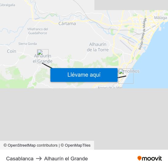 Casablanca to Alhaurín el Grande map
