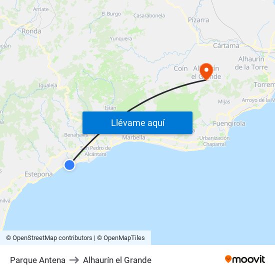 Parque Antena to Alhaurín el Grande map