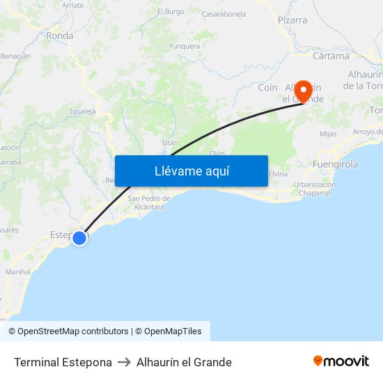 Terminal Estepona to Alhaurín el Grande map