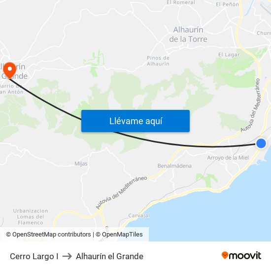 Cerro Largo I to Alhaurín el Grande map