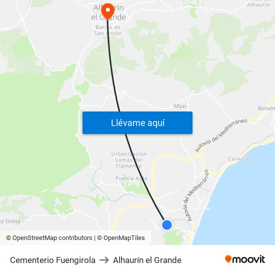 Cementerio Fuengirola to Alhaurín el Grande map
