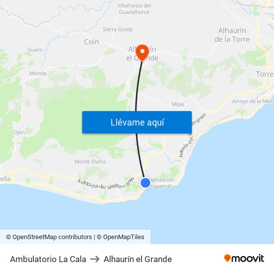 Ambulatorio La Cala to Alhaurín el Grande map