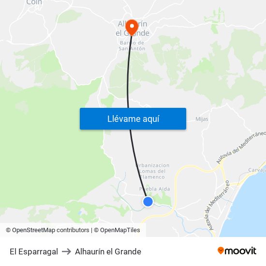 El Esparragal to Alhaurín el Grande map