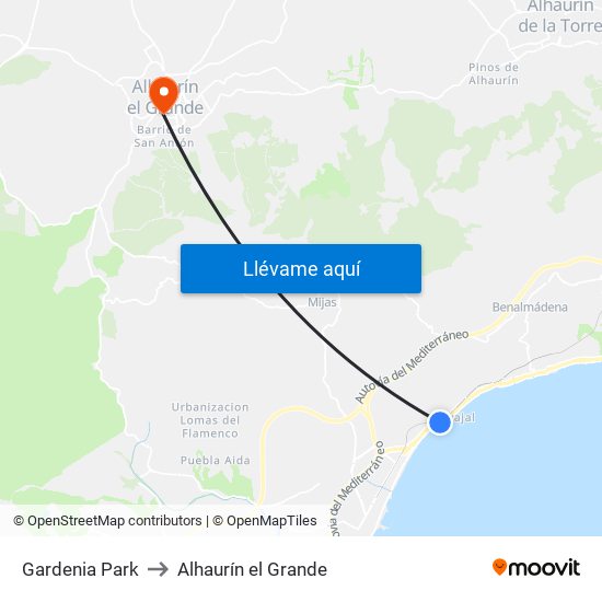 Gardenia Park to Alhaurín el Grande map