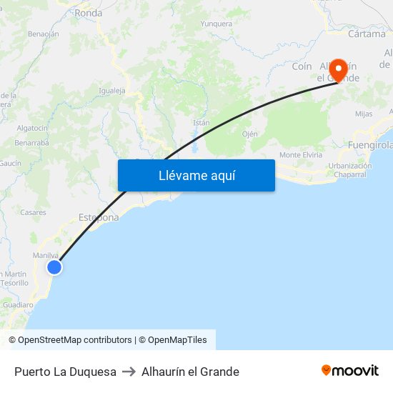 Puerto La Duquesa to Alhaurín el Grande map