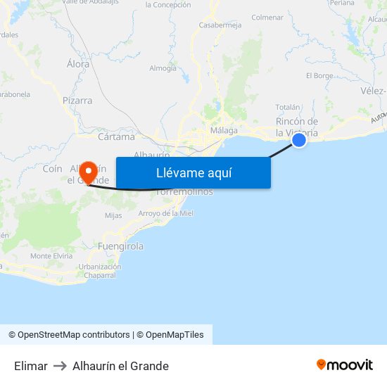 Elimar to Alhaurín el Grande map
