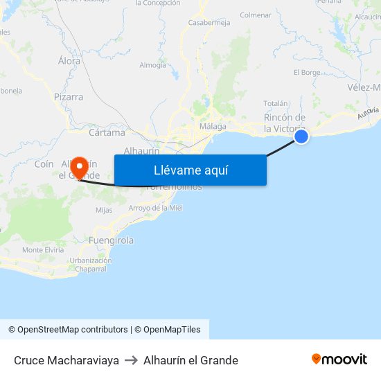 Cruce Macharaviaya to Alhaurín el Grande map