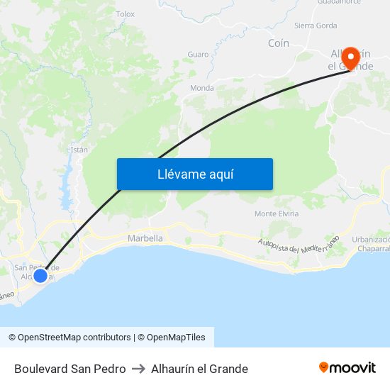 Boulevard San Pedro to Alhaurín el Grande map
