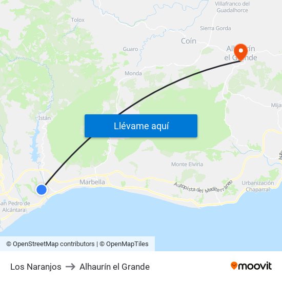 Los Naranjos to Alhaurín el Grande map