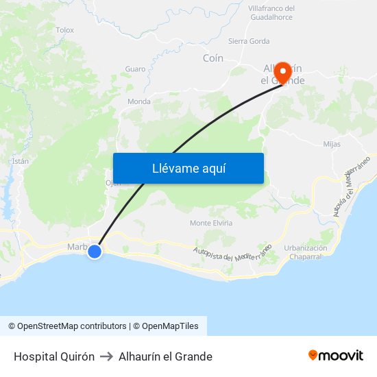 Hospital Quirón to Alhaurín el Grande map