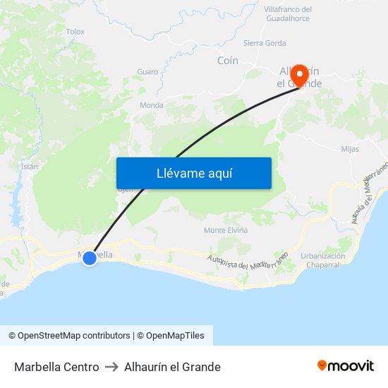 Marbella Centro to Alhaurín el Grande map
