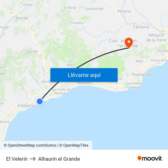 El Velerín to Alhaurín el Grande map