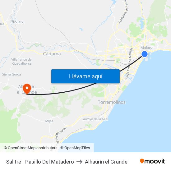 Salitre - Pasillo Del Matadero to Alhaurín el Grande map