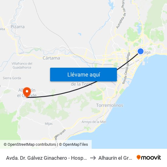 Avda. Dr. Gálvez Ginachero - Hospital Civil to Alhaurín el Grande map