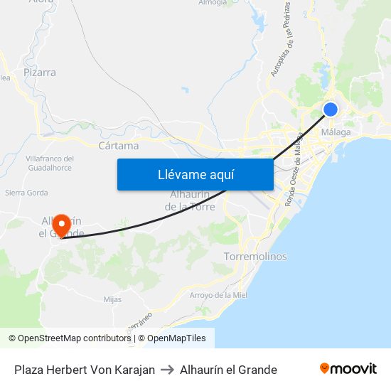 Plaza Herbert Von Karajan to Alhaurín el Grande map