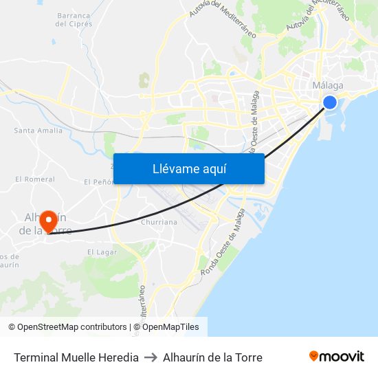 Terminal Muelle Heredia to Alhaurín de la Torre map