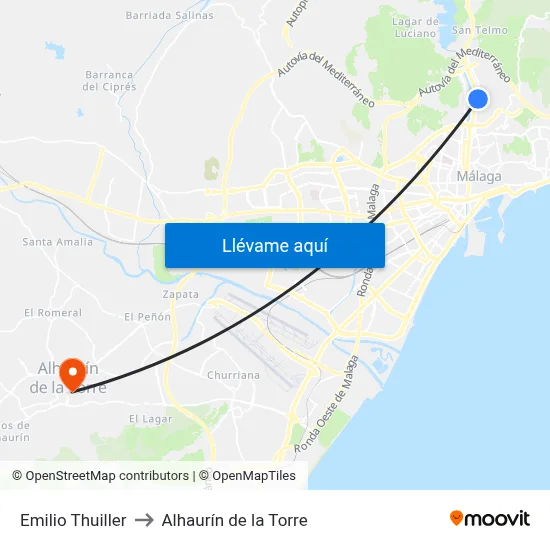 Emilio Thuiller to Alhaurín de la Torre map