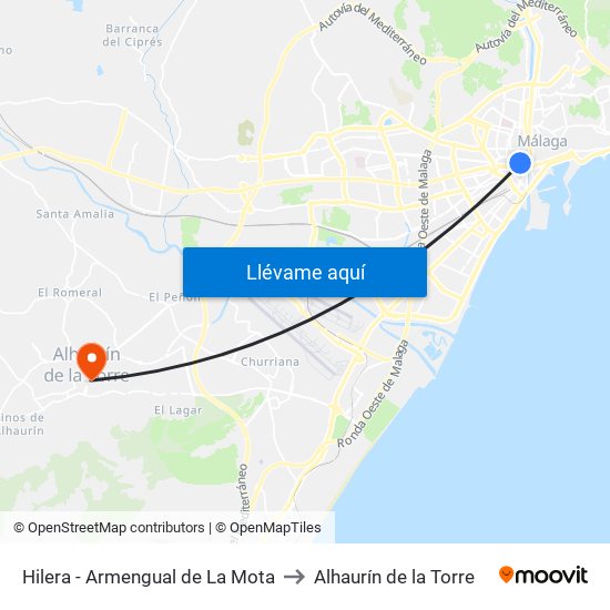 Hilera - Armengual de La Mota to Alhaurín de la Torre map