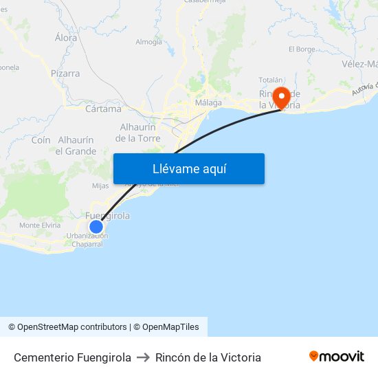 Cementerio Fuengirola to Rincón de la Victoria map