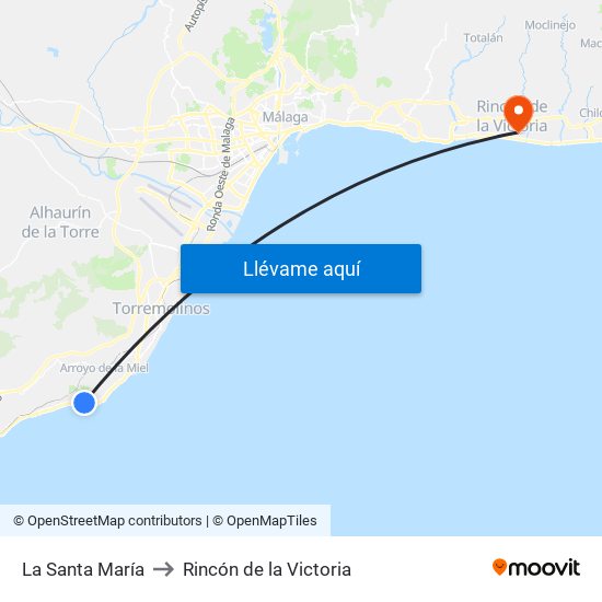 La Santa María to Rincón de la Victoria map