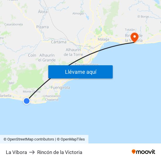 La Víbora to Rincón de la Victoria map