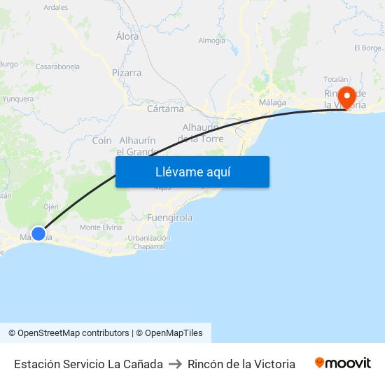 Estación Servicio La Cañada to Rincón de la Victoria map