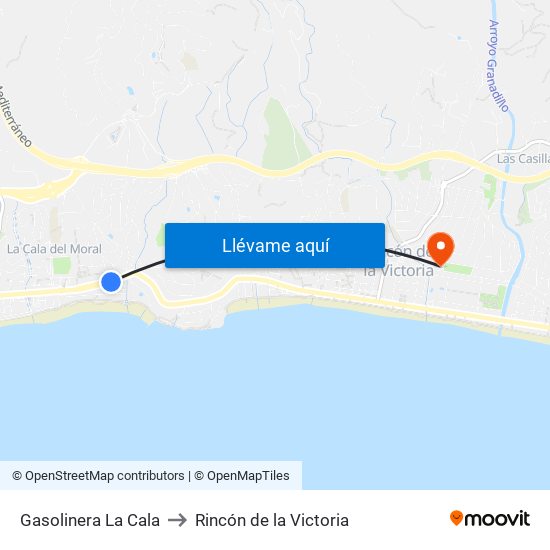 Gasolinera La Cala to Rincón de la Victoria map