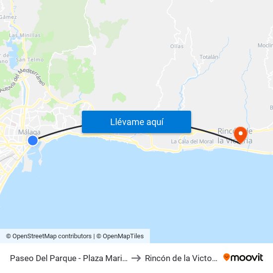 Paseo Del Parque - Plaza Marina to Rincón de la Victoria map