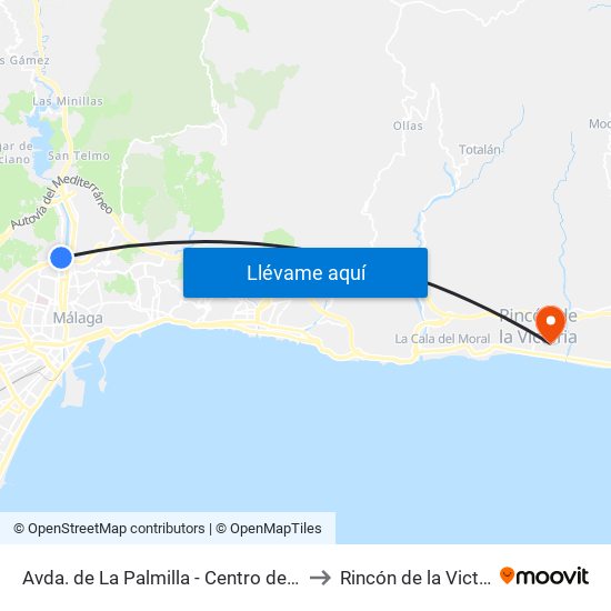 Avda. de La Palmilla - Centro de Salud to Rincón de la Victoria map