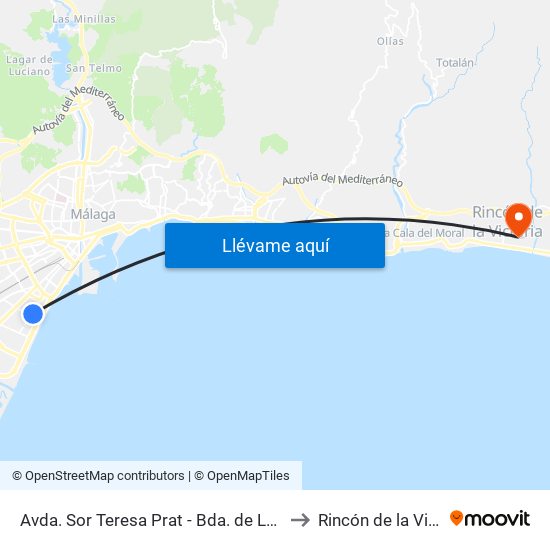 Avda. Sor Teresa Prat - Bda. de Las Delicias to Rincón de la Victoria map