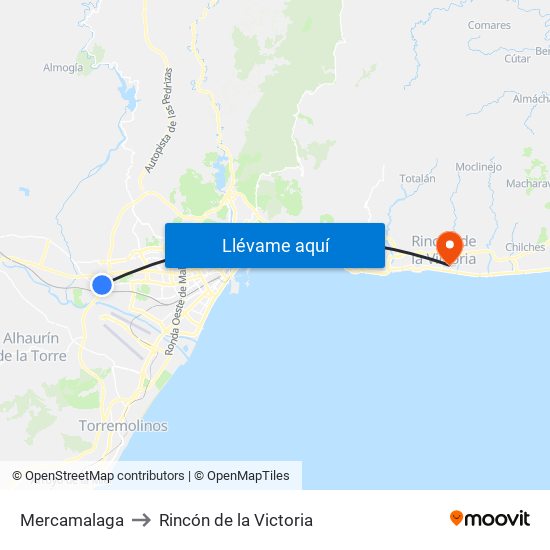 Mercamalaga to Rincón de la Victoria map