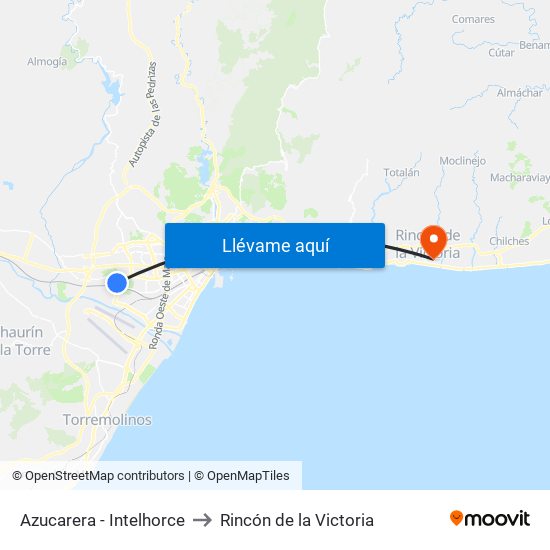 Azucarera - Intelhorce to Rincón de la Victoria map