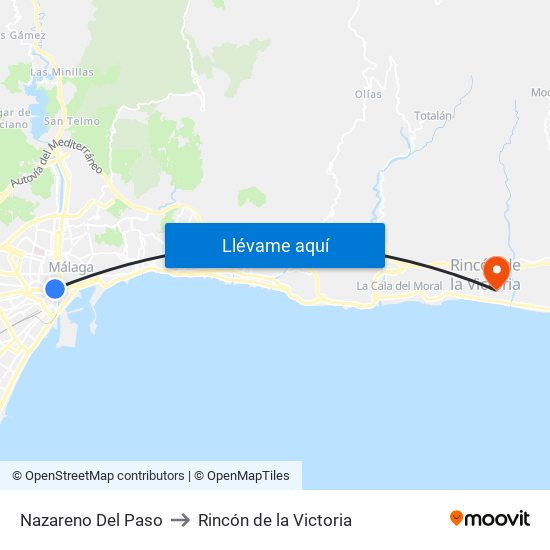 Nazareno Del Paso to Rincón de la Victoria map