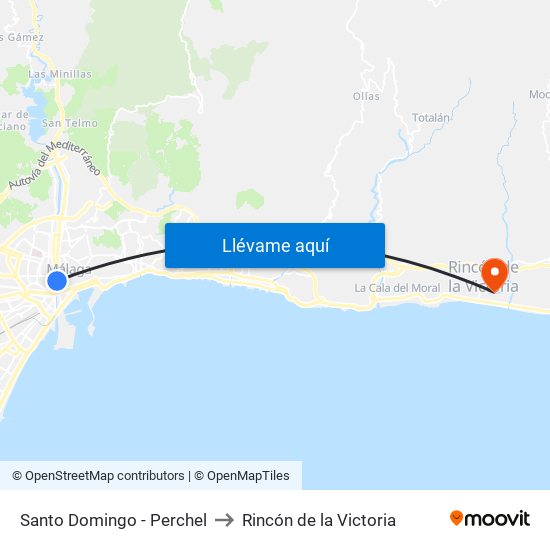 Santo Domingo - Perchel to Rincón de la Victoria map