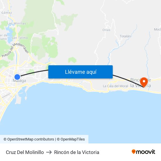 Cruz Del Molinillo to Rincón de la Victoria map
